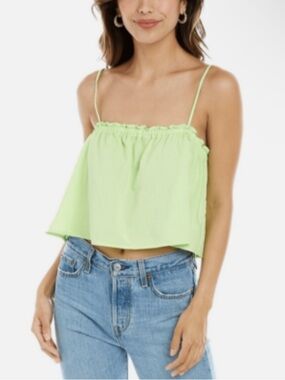 WeWoreWhat Ruffle Cami Top Sharp Neon Green Flowy Adjustable Straps Size L